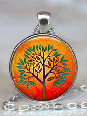 Load image into Gallery viewer, Tree Of Life Glass Cabochon Statement Necklace