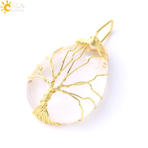 Tree of Life Natural Stone Pendant Necklace
