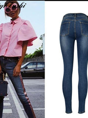Load image into Gallery viewer, Side Stripes Denim Jeans
