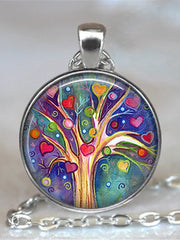 Load image into Gallery viewer, Tree Of Life Glass Cabochon Statement Necklace