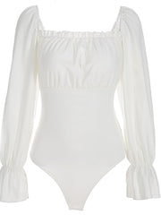Load image into Gallery viewer, Long Sleeve Laced-up Back One-piece Bodysuit.
