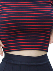 Load image into Gallery viewer, Classic Stripe Turtleneck Crop Top
