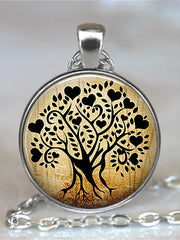Load image into Gallery viewer, Tree Of Life Glass Cabochon Statement Necklace