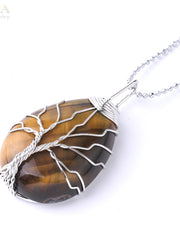 Load image into Gallery viewer, Tree of Life Natural Stone Pendant Necklace
