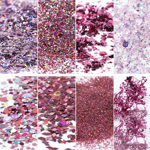 Mix Glitter Nail Flakes Set (8 containers)
