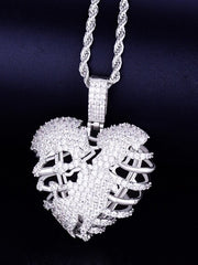Load image into Gallery viewer, Broken Skeleton Heart Pendant Necklace
