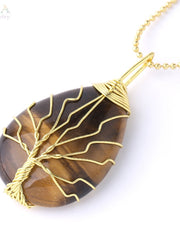 Load image into Gallery viewer, Tree of Life Natural Stone Pendant Necklace
