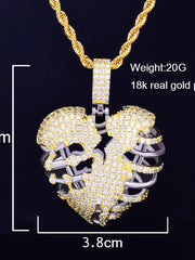 Load image into Gallery viewer, Broken Skeleton Heart Pendant Necklace
