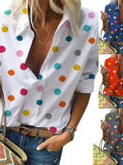 Load image into Gallery viewer, Polka Dot Button Up Blouse
