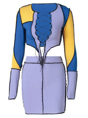 Load image into Gallery viewer, Long Sleeve Front Lace-Up Top &amp; Skirts
