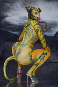 Halloween Animal Cosplay Costume Lady Nightclub Role Playing Costume Lizard Pattern Printing Jumpsuit Club Party Show Jumpsuits