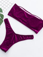 Load image into Gallery viewer, Velvet Tube Top Bikini
