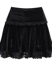 Load image into Gallery viewer, Lace Trim Black Skirt
