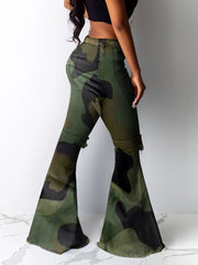 Load image into Gallery viewer, Camo Wide Flared Legs Women&#39;s Pants
