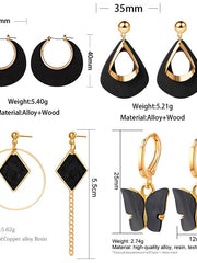 Load image into Gallery viewer,  Black &amp; Gold Acrylic Earrings
