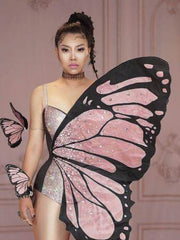 Load image into Gallery viewer, Butterfly Wings Rhinestones Bodysuit Dance Costume Halloween Party Show Role-playing Cosplay Costume DJ Singer Dancer Stage Wear (One Size Stretch One Size)
