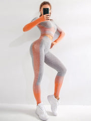 Load image into Gallery viewer, Long Sleeve Top &amp; Legging Fitness Outfit
