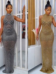 Load image into Gallery viewer, Sheer Rhinestone Gown
