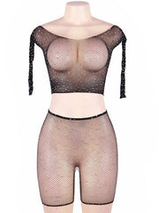 Load image into Gallery viewer, Rhinestone Fishnet Set
