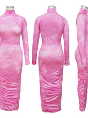 Load image into Gallery viewer, Ruched Tie Dye Bodycon Dress 
