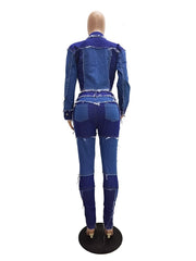 Load image into Gallery viewer, Frayed Jacket &amp; Denim Jeans
