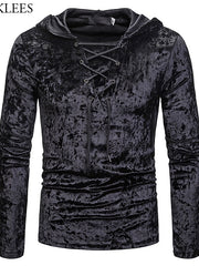 Load image into Gallery viewer, Long Sleeve Hoodie Velvet T-Shirt
