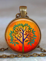 Load image into Gallery viewer, Tree Of Life Glass Cabochon Statement Necklace