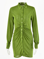 Load image into Gallery viewer, Long Sleeve Button Down Mini Dresses
