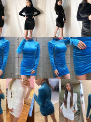 Load image into Gallery viewer, Turtle Neck Velvet Dress
