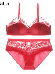 Load image into Gallery viewer,  Velvet Bra &amp; Panties Lace Lingerie Set
