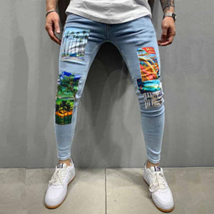 Patchwork Comic Print Jeans