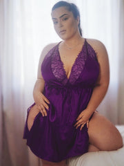 Load image into Gallery viewer, Sleeveless V-neck Lace Sexy Nightdress Lingerie
