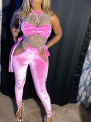 Load image into Gallery viewer, Mixed Style Mesh Bodysuit &amp; Pants Set
