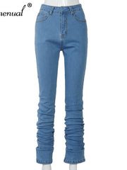 Load image into Gallery viewer, High Wait Stacked Denim Pants
