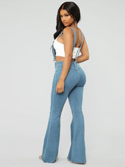 Load image into Gallery viewer, Jeans with Suspenders and Flared Legs
