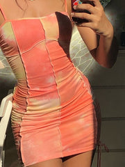 Load image into Gallery viewer,  Tie Dye Ruched Summer Dress 
