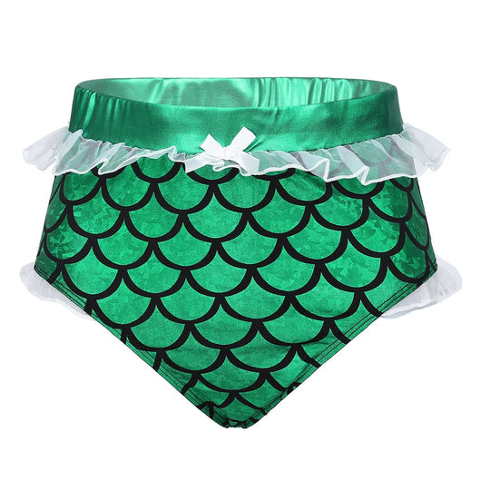  High Waist Mermaid Ruffles Trim Booty Shorts 