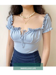 Load image into Gallery viewer, Drawstring Ruffled Top
