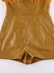 Load image into Gallery viewer, Faux Leather Botton Romper
