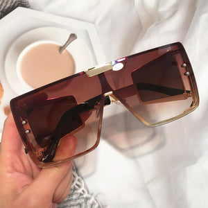 Oversized Square Flat Sunglasses For Women