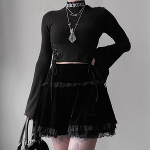 Lace Trim Black Skirt
