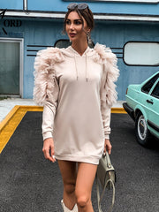 Load image into Gallery viewer, Fluffy Sleeve Hoodie Dress
