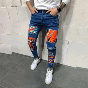 Patchwork Comic Print Jeans