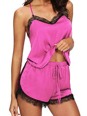 Load image into Gallery viewer, Lace Trim Cami Top &amp; Bottoms
