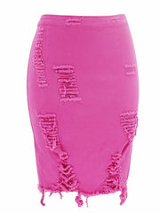 Load image into Gallery viewer, Ripped Denim Distressed Skirt
