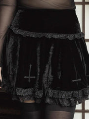 Load image into Gallery viewer, Lace Trim Black Skirt
