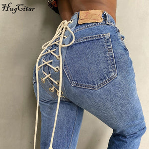 Back Laced-Up Denim Jeans