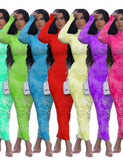 Load image into Gallery viewer, Ruched Tie Dye Bodycon Dress 
