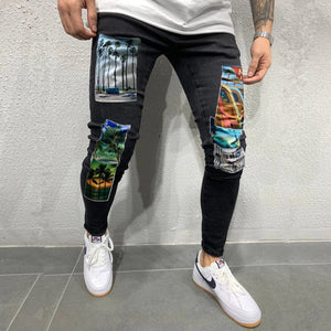 Patchwork Comic Print Jeans