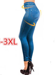 Load image into Gallery viewer, Slim Faux Denim Jeans Leggings W/ Pockets
